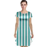 Vertical Stripes - White and Verdigris Cap Sleeve Nightdress