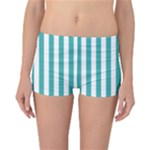 Vertical Stripes - White and Verdigris Reversible Boyleg Bikini Bottoms