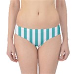 Vertical Stripes - White and Verdigris Hipster Bikini Bottoms