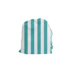 Vertical Stripes - White and Verdigris Drawstring Pouch (S)