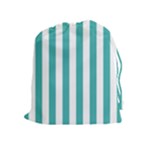Vertical Stripes - White and Verdigris Drawstring Pouch (XL)