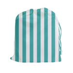 Vertical Stripes - White and Verdigris Drawstring Pouch (XXl)