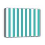 Vertical Stripes - White and Verdigris Deluxe Canvas 14  x 11  (Stretched)