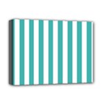 Vertical Stripes - White and Verdigris Deluxe Canvas 16  x 12  (Stretched)