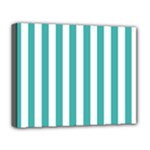Vertical Stripes - White and Verdigris Deluxe Canvas 20  x 16  (Stretched)