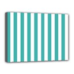 Vertical Stripes - White and Verdigris Canvas 16  x 12  (Stretched)
