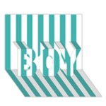 Vertical Stripes - White and Verdigris BOY 3D Greeting Card (7x5)