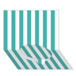 Vertical Stripes - White and Verdigris Circle Bottom 3D Greeting Card (7x5)