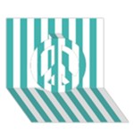 Vertical Stripes - White and Verdigris Peace Sign 3D Greeting Card (7x5)