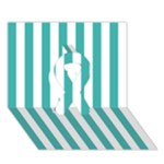 Vertical Stripes - White and Verdigris Ribbon 3D Greeting Card (7x5)