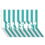 Vertical Stripes - White and Verdigris PARTY 3D Greeting Card (8x4)