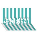 Vertical Stripes - White and Verdigris SORRY 3D Greeting Card (8x4)