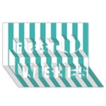 Vertical Stripes - White and Verdigris Best Wish 3D Greeting Card (8x4)