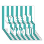 Vertical Stripes - White and Verdigris Miss You 3D Greeting Card (7x5)