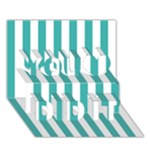 Vertical Stripes - White and Verdigris You Did It 3D Greeting Card (7x5)