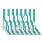 Vertical Stripes - White and Verdigris Laugh Live Love 3D Greeting Card (8x4)