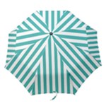 Vertical Stripes - White and Verdigris Folding Umbrella