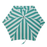 Vertical Stripes - White and Verdigris Mini Umbrella