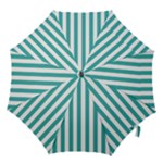 Vertical Stripes - White and Verdigris Hook Handle Umbrella (Medium)