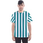 Vertical Stripes - White and Teal Men s Sport Mesh Tee