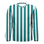 Vertical Stripes - White and Teal Men s Long Sleeve T-shirt