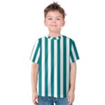 Vertical Stripes - White and Teal Kid s Cotton Tee