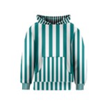 Vertical Stripes - White and Teal Kid s Pullover Hoodie