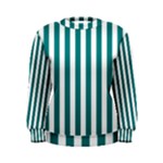 Vertical Stripes - White and Teal Women s Sweatshirt