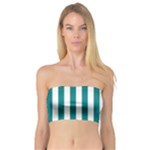 Vertical Stripes - White and Teal Bandeau Top