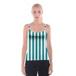 Vertical Stripes - White and Teal Spaghetti Strap Top