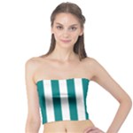 Vertical Stripes - White and Teal Tube Top