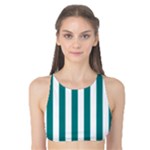 Vertical Stripes - White and Teal Tank Bikini Top
