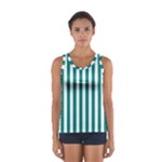 Vertical Stripes - White and Teal Women s Sport Tank Top