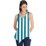 Vertical Stripes - White and Teal Sleeveless Tunic