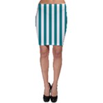 Vertical Stripes - White and Teal Bodycon Skirt