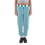Vertical Stripes - White and Teal Women s Jogger Sweatpants