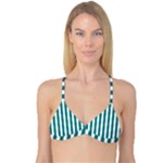 Vertical Stripes - White and Teal Reversible Tri Bikini Top