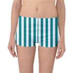 Vertical Stripes - White and Teal Boyleg Bikini Bottoms