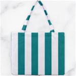 Vertical Stripes - White and Teal Mini Tote Bag