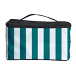 Vertical Stripes - White and Teal Cosmetic Storage Case