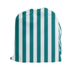Vertical Stripes - White and Teal Drawstring Pouch (XXl)