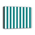 Vertical Stripes - White and Teal Deluxe Canvas 16  x 12  (Stretched)