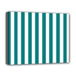 Vertical Stripes - White and Teal Deluxe Canvas 20  x 16  (Stretched)