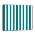 Vertical Stripes - White and Teal Deluxe Canvas 24  x 20  (Stretched)