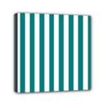 Vertical Stripes - White and Teal Mini Canvas 6  x 6  (Stretched)