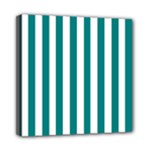 Vertical Stripes - White and Teal Mini Canvas 8  x 8  (Stretched)