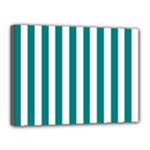 Vertical Stripes - White and Teal Canvas 16  x 12  (Stretched)