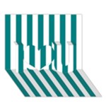 Vertical Stripes - White and Teal I Love You 3D Greeting Card (7x5)