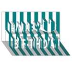 Vertical Stripes - White and Teal Happy Birthday 3D Greeting Card (8x4)