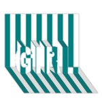 Vertical Stripes - White and Teal GIRL 3D Greeting Card (7x5)